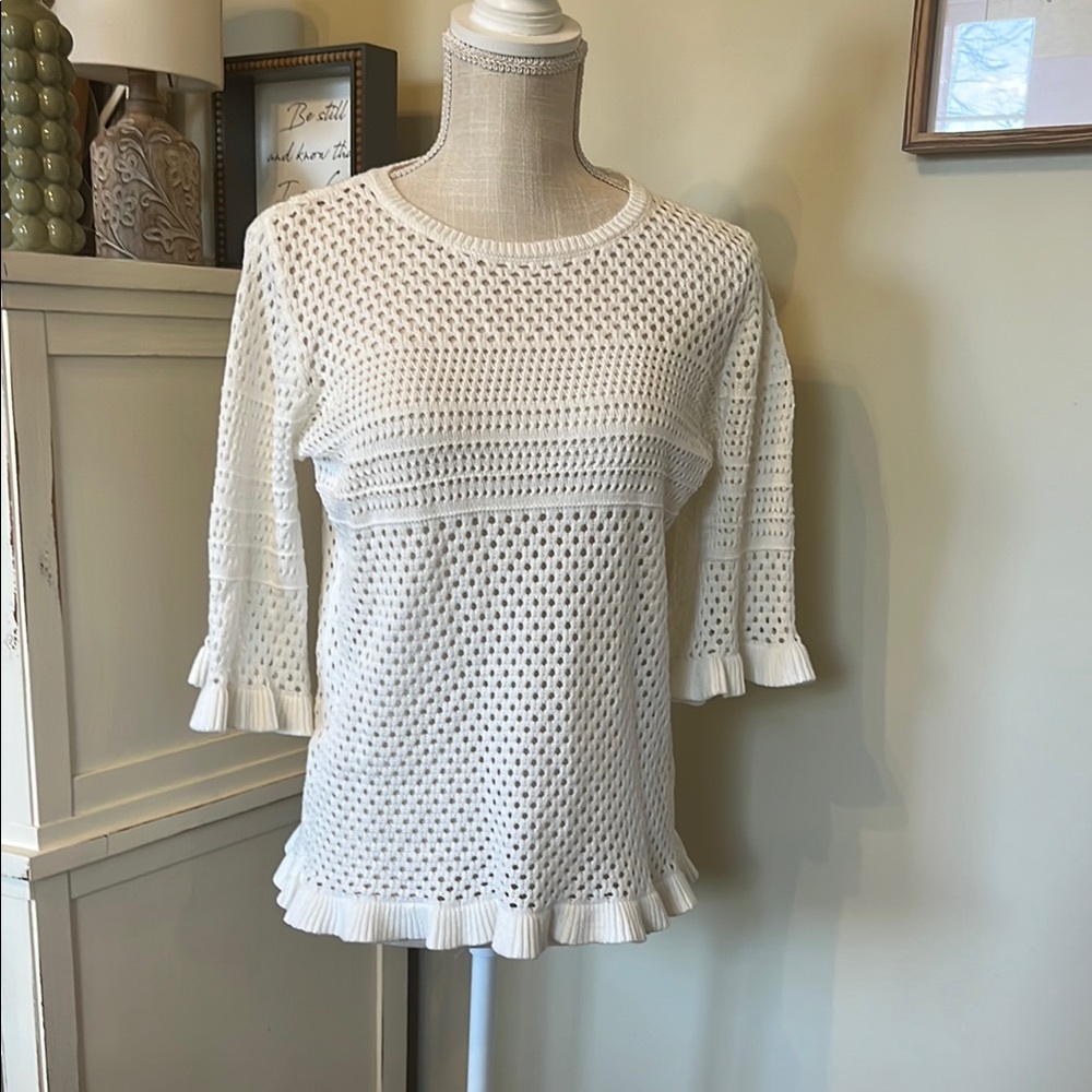 White Crochet Knit Top